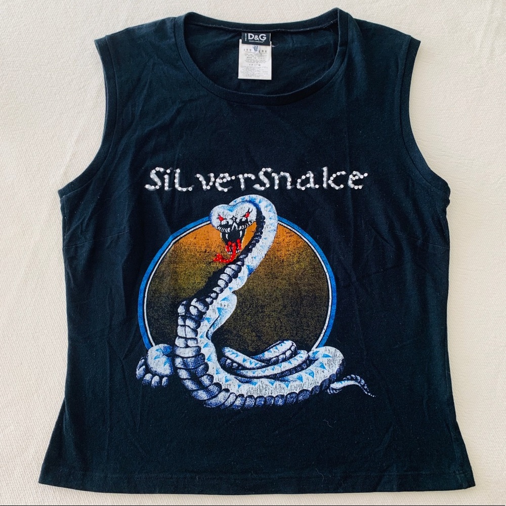 Vintage Dolce & Gabbana D&G “SilverSnake” Tank Top – Rare Y2K Graphic Tee
